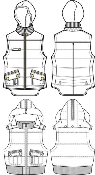 Lady padded bomber vest jacket - Vector, Image