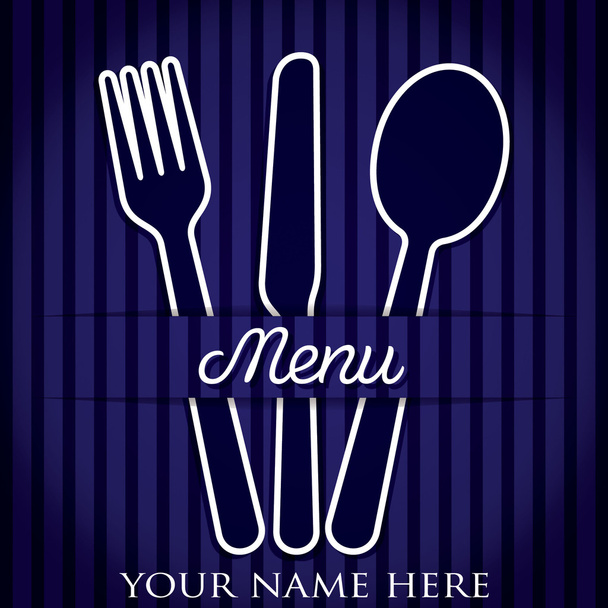 Cutlery theme checkered paper cut out menu in vector format. - Vecteur, image