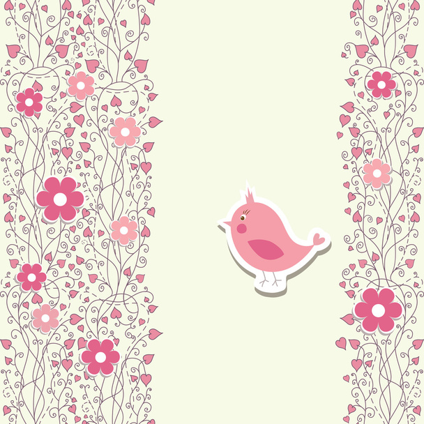 Conjunto de fondo rosa floral para diseño, invitación, cumpleaños, niño, tarjeta de felicitación de bebé. Ilustración vectorial
 - Vector, imagen
