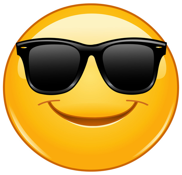 Lachende emoticon met zonnebril - Vector, afbeelding