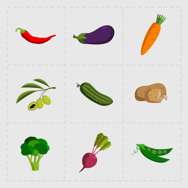Барвисті овочеві іконки на білому тлі
 - Вектор, зображення