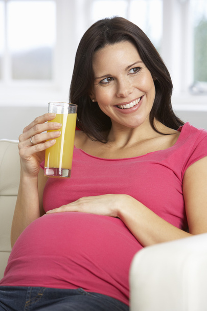 Pregnant Woman Drinking Glass Of Orange Juice  - Φωτογραφία, εικόνα