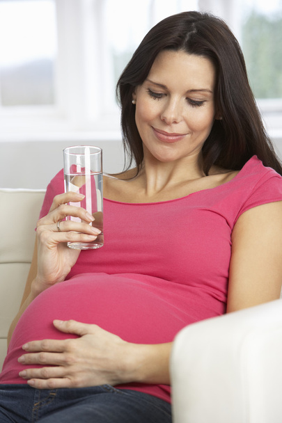 Pregnant Woman Drinking Glass Of Water  - Photo, Image