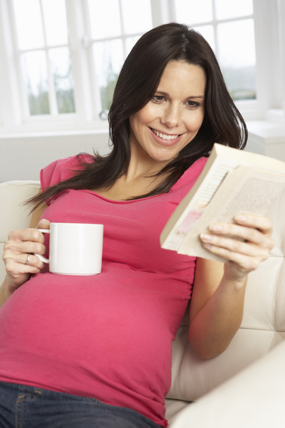 Pregnant Woman Reading Book  - Фото, изображение