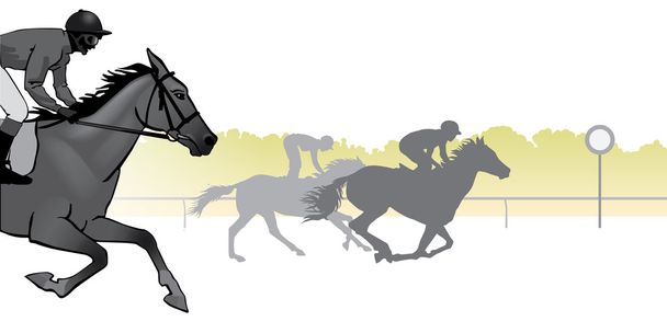 馬のレースのシルエット - ベクター画像