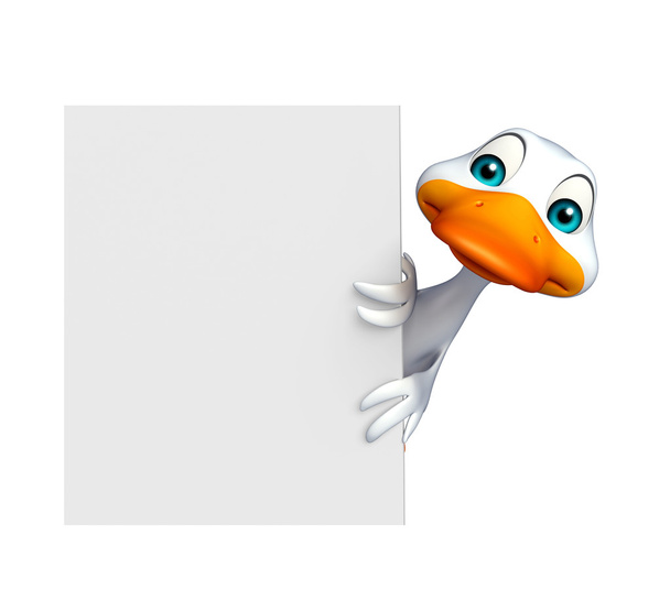 милый персонаж мультфильма "Утка" с белой доской
  - Фото, изображение