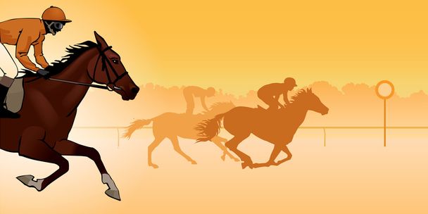horse racing silhouette, color image - Vector, Image