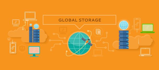 Global Storage Design Flat Concept - Wektor, obraz