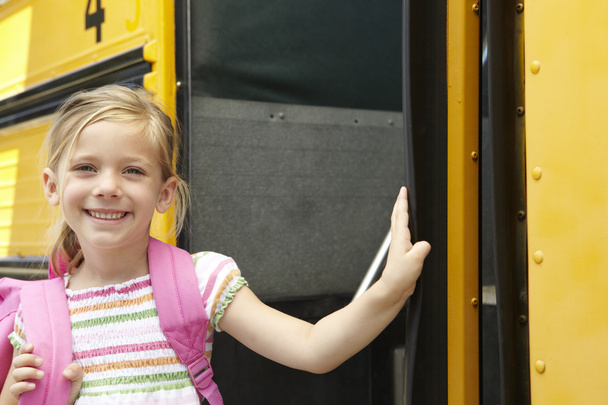 Elementary School Pupil Board Bus - Foto, afbeelding