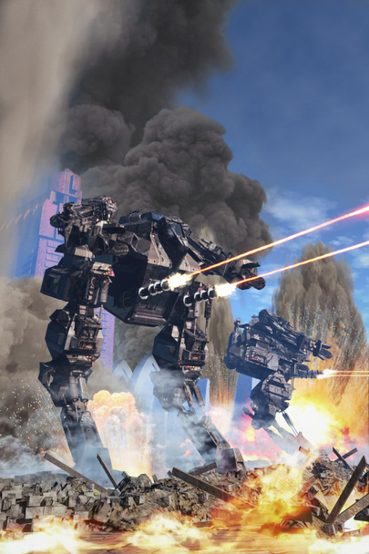 giant robot at battle - Foto, imagen