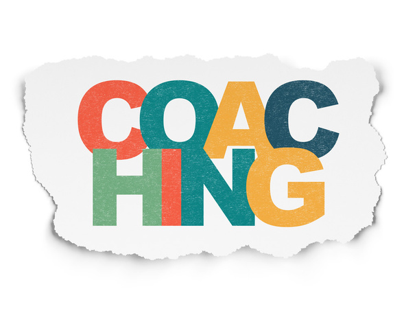 Learning concept: Coaching on Torn Paper background - Фото, зображення