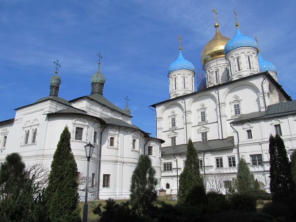 Rusland, Moskou. novospassky klooster. Pokrovsky tempel en de Preobrazjenski-kathedraal. - Foto, afbeelding