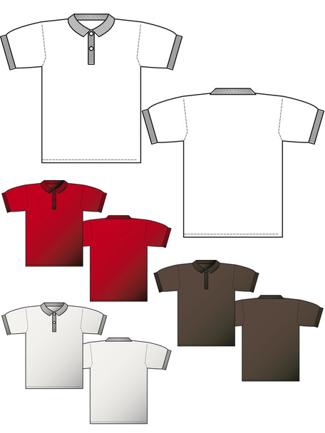 Поло макет футболки сзади и спереди
 - Вектор,изображение