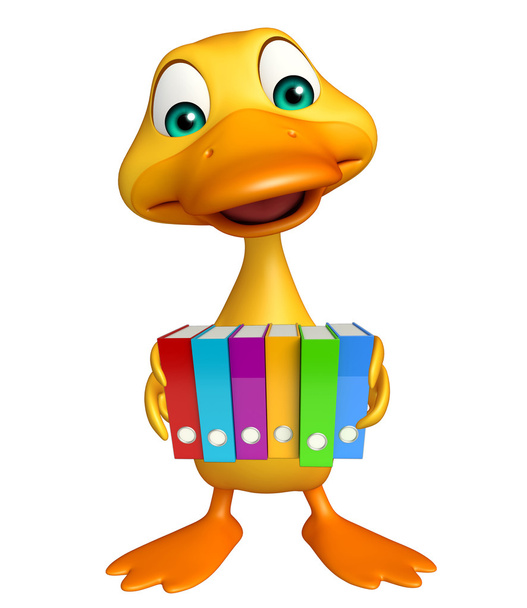 bonito Pato personagem dos desenhos animados com arquivos
  - Foto, Imagem