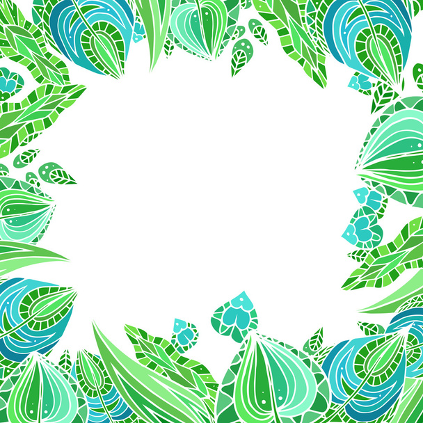 patterned doodle green leaves - Vektor, obrázek