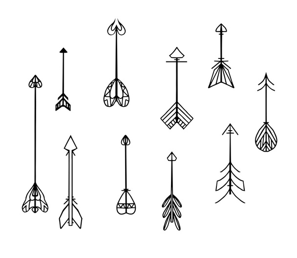 Set of black and white boho arrows. - Vecteur, image