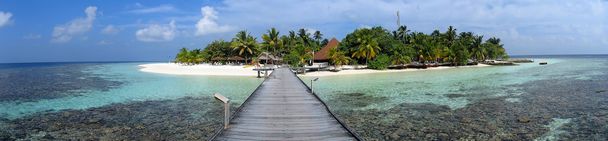 Panorama van tropisch eiland, Maldiven - Foto, afbeelding