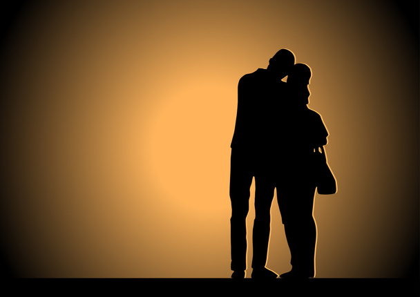 zamilovaný pár při západu slunce - Vektor, obrázek
