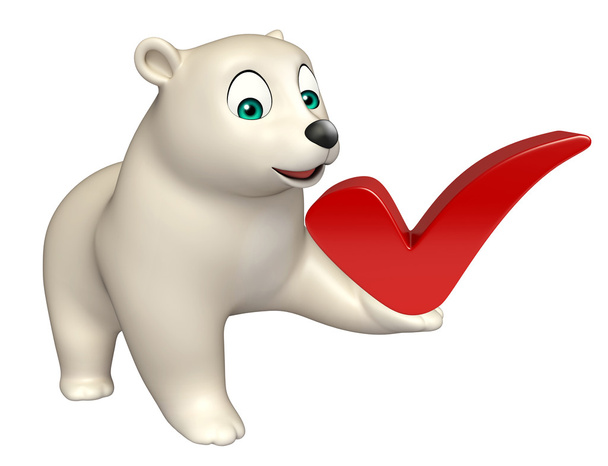 Bear cartoon character with right sign  - Photo, Image