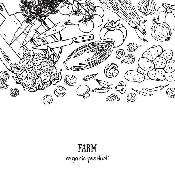Farm biozöldségek háttér - Vektor, kép