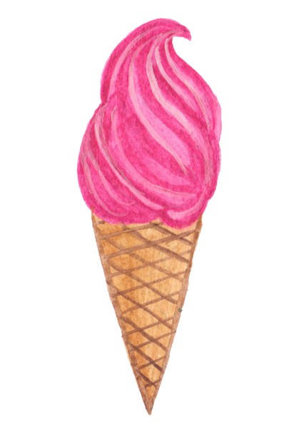 Dipinti a mano vero e proprio cono gelato acquerello - illustrazione
. - Foto, immagini