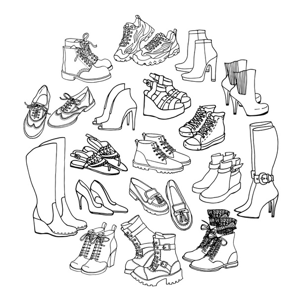 conjunto de moda de zapatos femeninos
 - Vector, Imagen