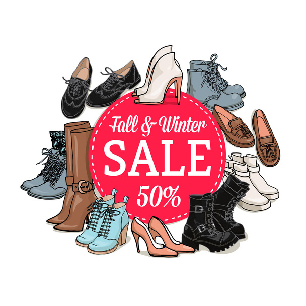 zapatos femeninos venta banner
 - Vector, Imagen