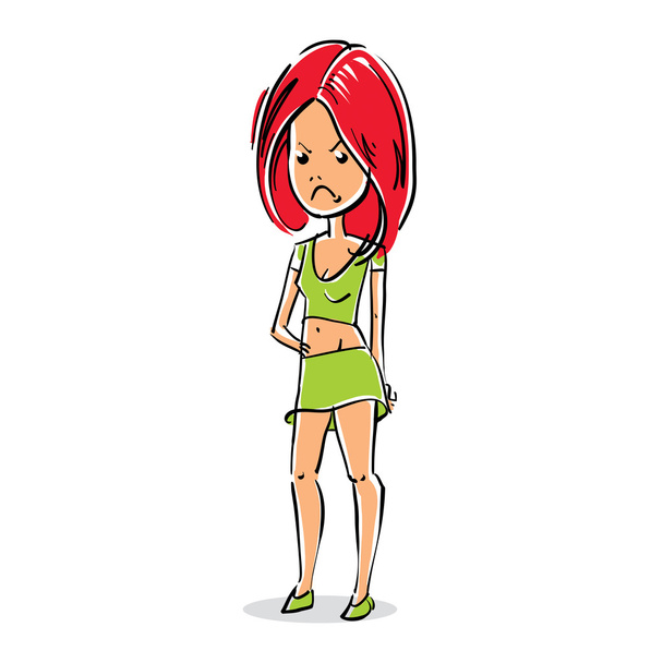 Facial expression of a red-haired girl - Vecteur, image