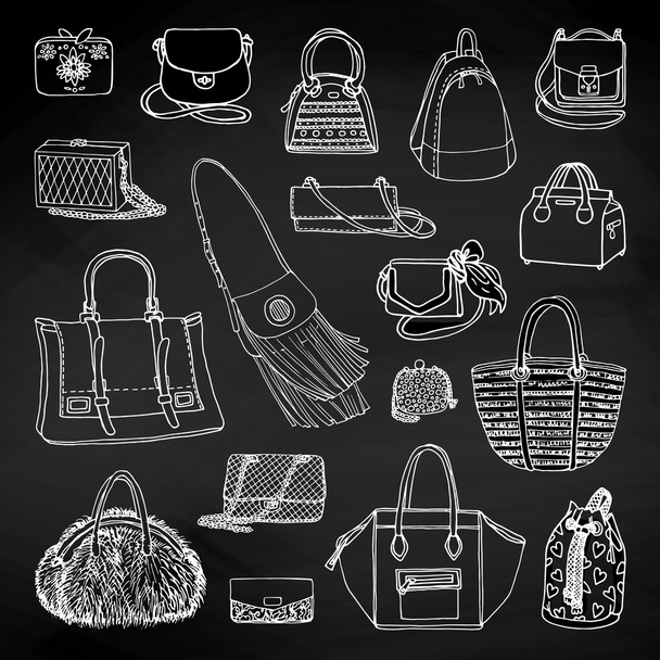 set of female fashion bags - Vector, Image