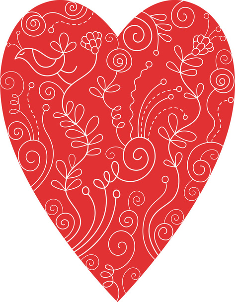 Red floral heart - Vector, Image