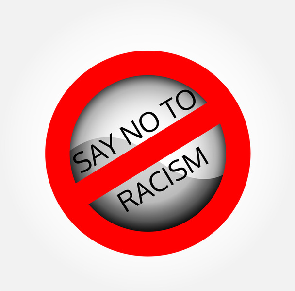 Остановить расизм красным знаком стоп
 - Вектор,изображение