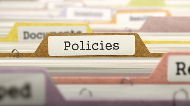 Policies Concept on File Label. - Foto, afbeelding