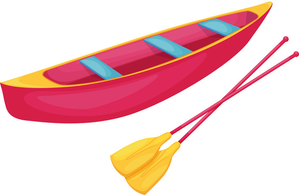 Red and yellow canoe - Vector, Image