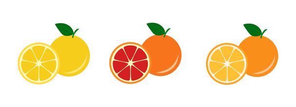 Pomelo amarillo, rojo y naranja
 - Vector, Imagen