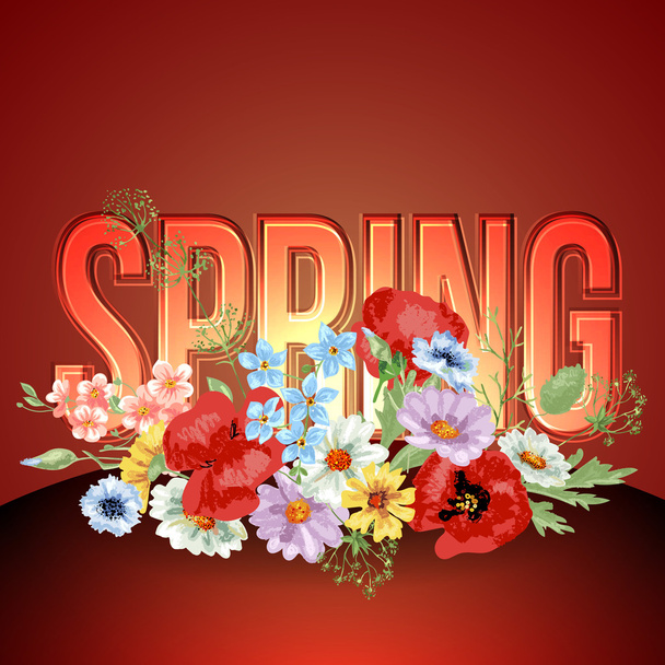 background with spring flowers - Vector, imagen