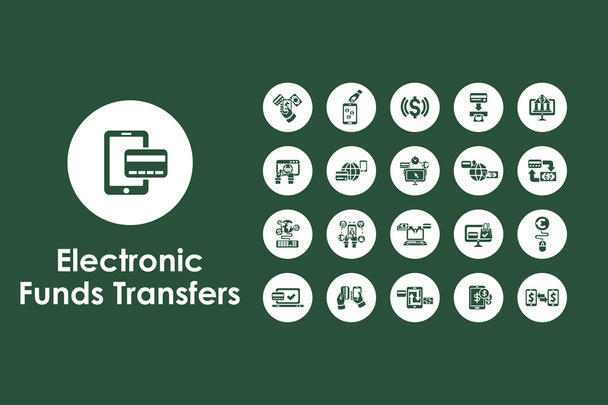 Conjunto de transferências de fundos eletrônicos ícones simples
 - Vetor, Imagem