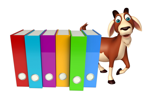 Goat cartoon character with files  - Photo, Image