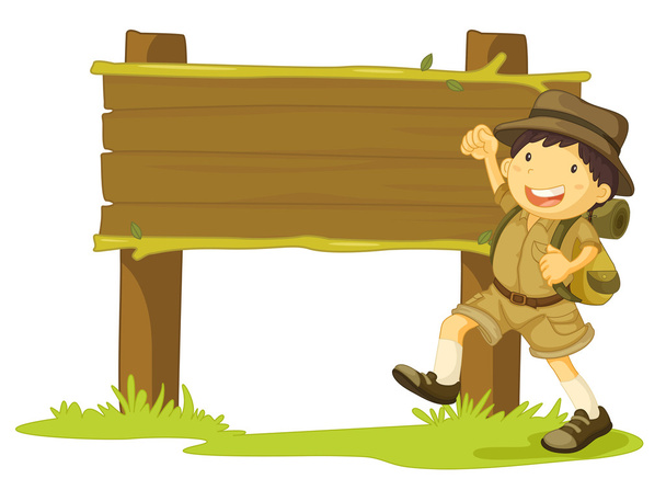 boy scout and sign - Vector, Image