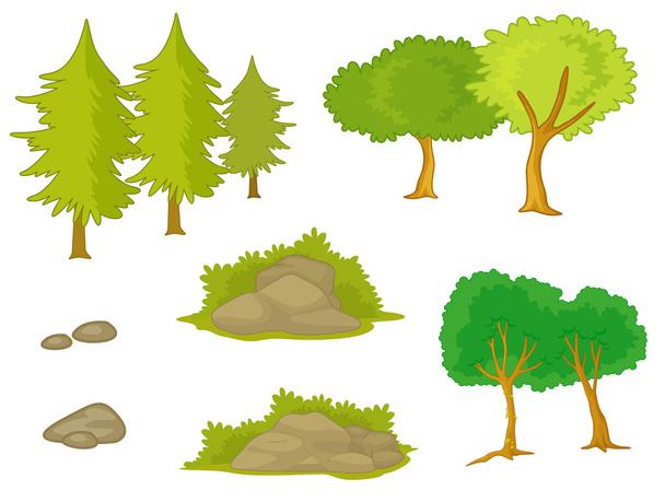 various trees and plants - Vector, Image