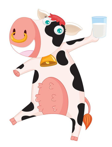 een illustratie van een bedrijf een glas melk koe - Vector, afbeelding