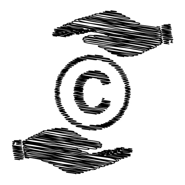 Signo de copyright con efecto garabato
 - Vector, Imagen