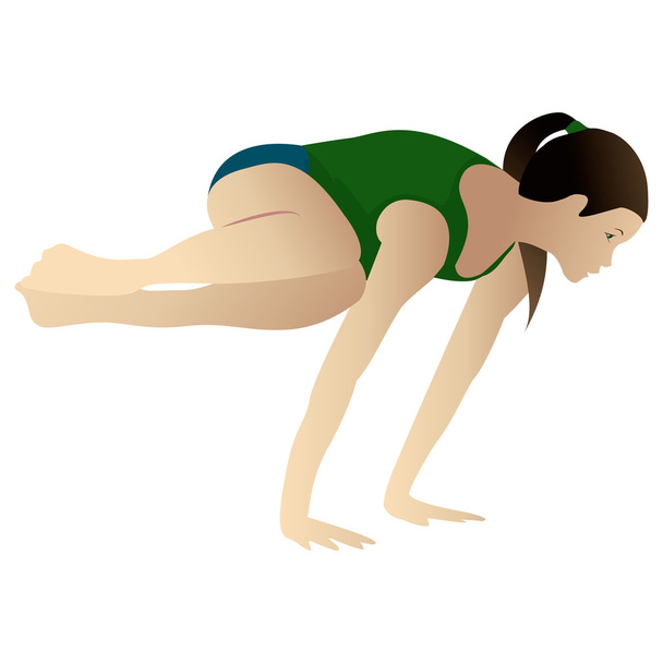 Jeune femme pratiquant la pose de grue côté yoga
 - Photo, image