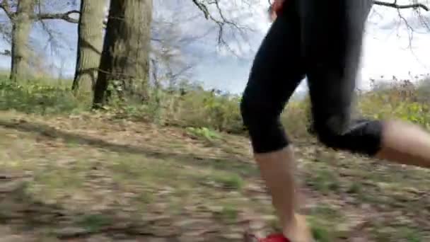 草原を走っている女性を閉じる - 映像、動画