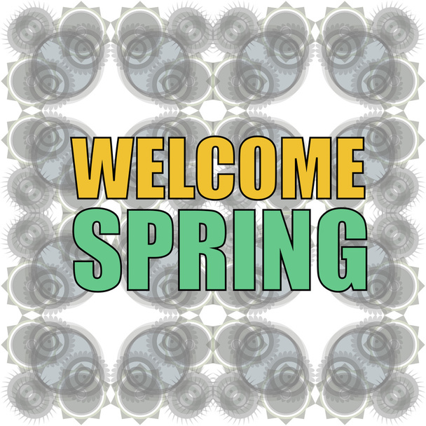 ようこそスプリング ホリデー カード歓迎ベクトル。背景が大好きです。春の休日のグラフィック。ようこそ春のアート。春の休日図面 - ベクター画像