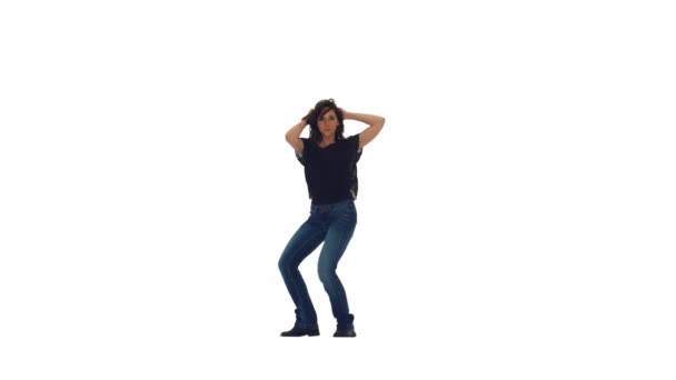 woman dancing on white - Footage, Video