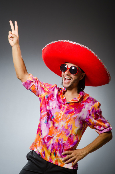 Young mexican man wearing sombrero - Photo, image