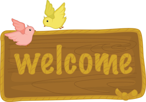welcome sign and birds - Wektor, obraz