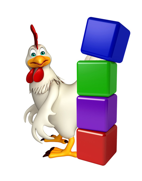 lindo personaje de dibujos animados de gallina con nivel
    - Foto, imagen