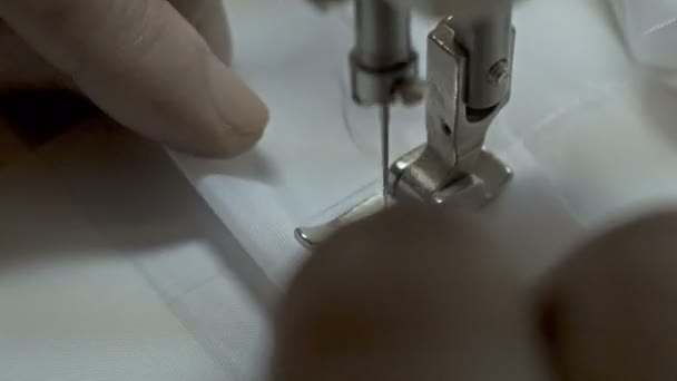 Man works on sewing machine. - Footage, Video