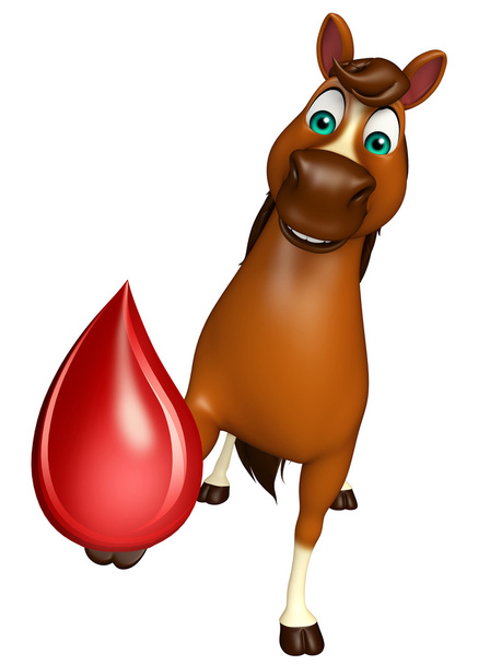 Paard van stripfiguur met bloed drop  - Foto, afbeelding